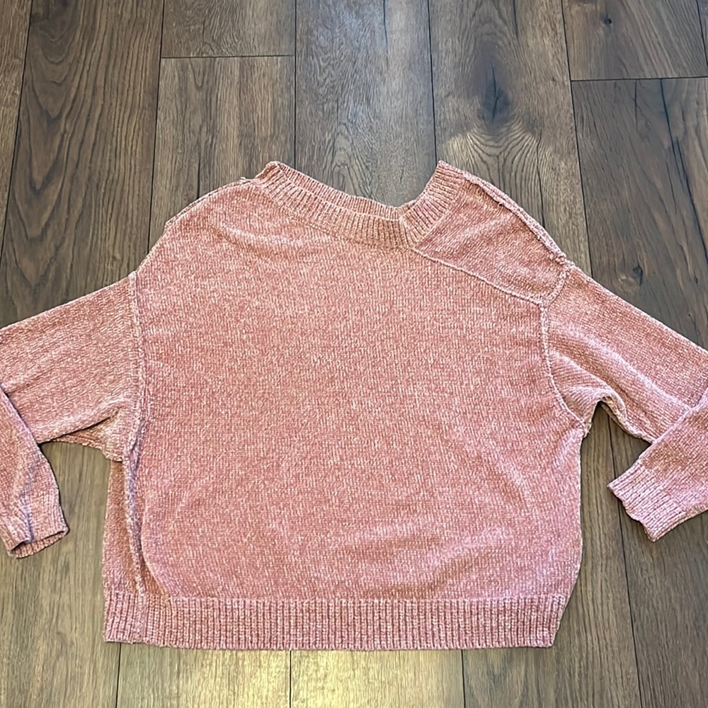 Umgee asymmetrical neckline blush sweater size medium